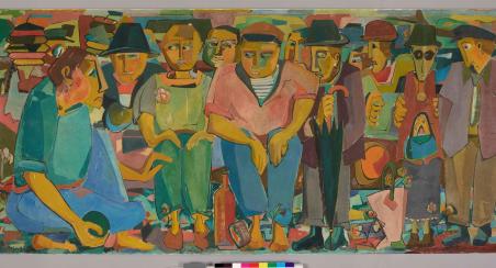 Jean Mingam (1927-1987), Les joueurs de boule, 1956, huile sur toile, collection particulière © Musées de Vannes.